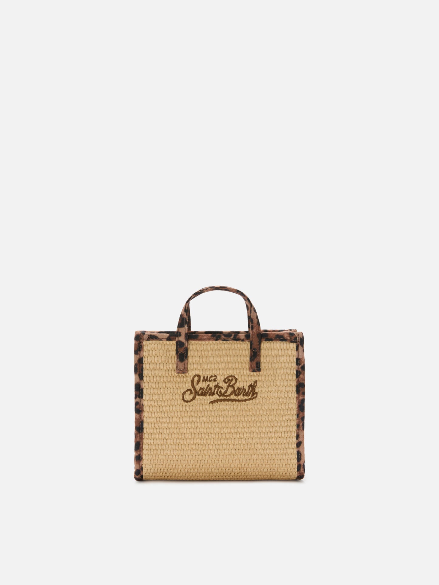 Bolso mini efecto paja Vivian con detalles de leopardo 