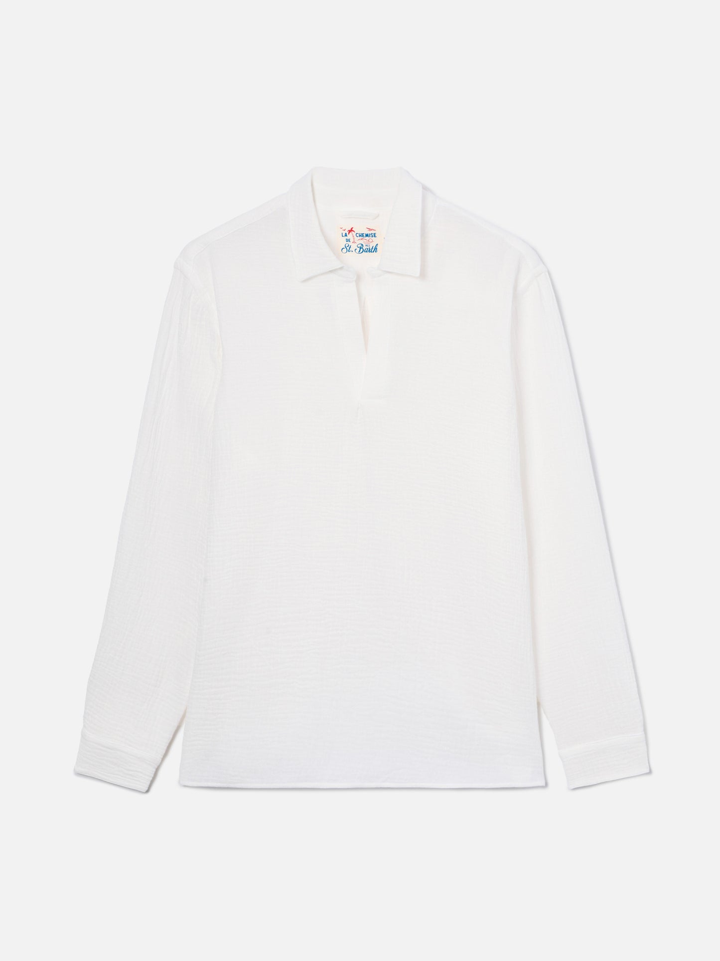 Long-sleeve Ventotene waffle cotton polo white