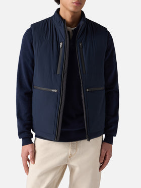 Gilet imbottito in tessuto elasticizzato blu navy da uomo Vonn