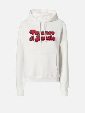 Virginia cotton hoodie in white with Vacanze di Natale embroidery | VACANZE DI NATALE SPECIAL EDITION