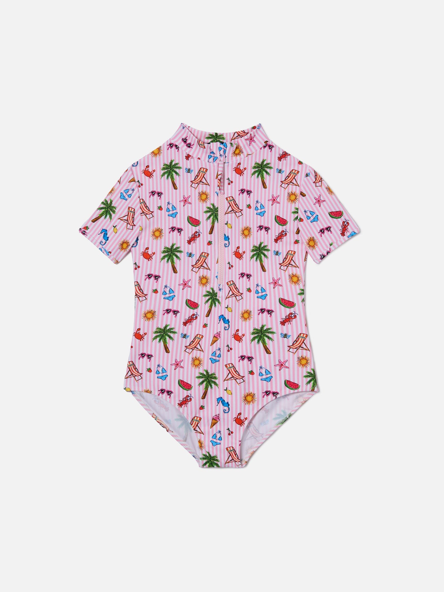 Waikiki short sleeve one-piece swimsuit with funny sketch print