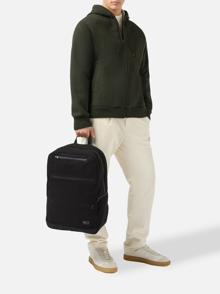 Zaino Wallin Felt in misto lana nero con dettagli in pelle