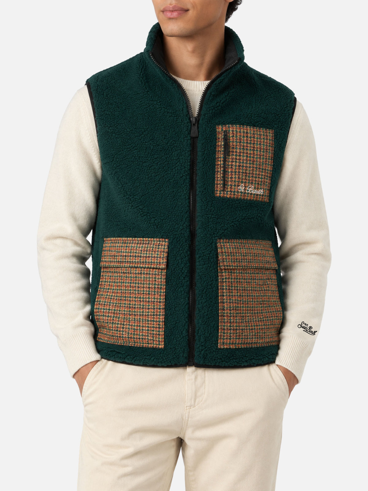 Chaleco sherpa Wanaka con motivo pied de poule 