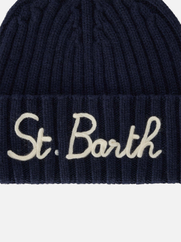 Gorro beanie Wengen Navy blue con bordado St. Barth 
