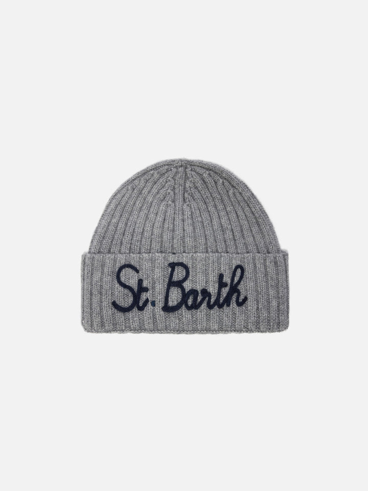 Wengen beanie in cashmere blend in grey with St. Barth embroidery