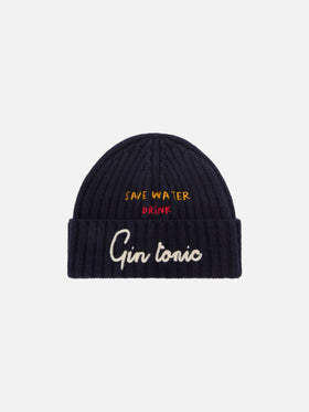 Gorro Wengen Navy blue con bordado Save Water Drink Gin Tonic 