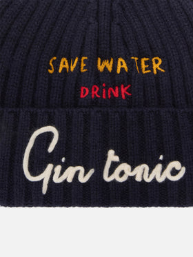 Gorro Wengen Navy blue con bordado Save Water Drink Gin Tonic 