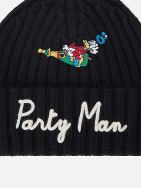 Black Wengen beanie with Party Man embroidery and patch | Special edition