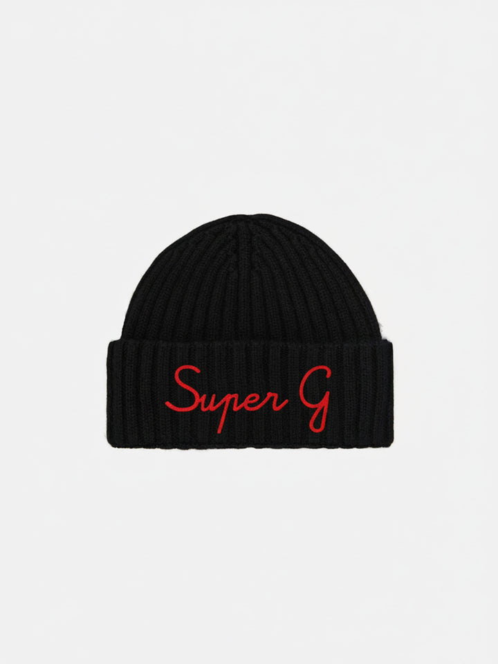 Beanie Wengen in black cashmere blend with Super G embroidery | SUPER G SPECIAL EDITION