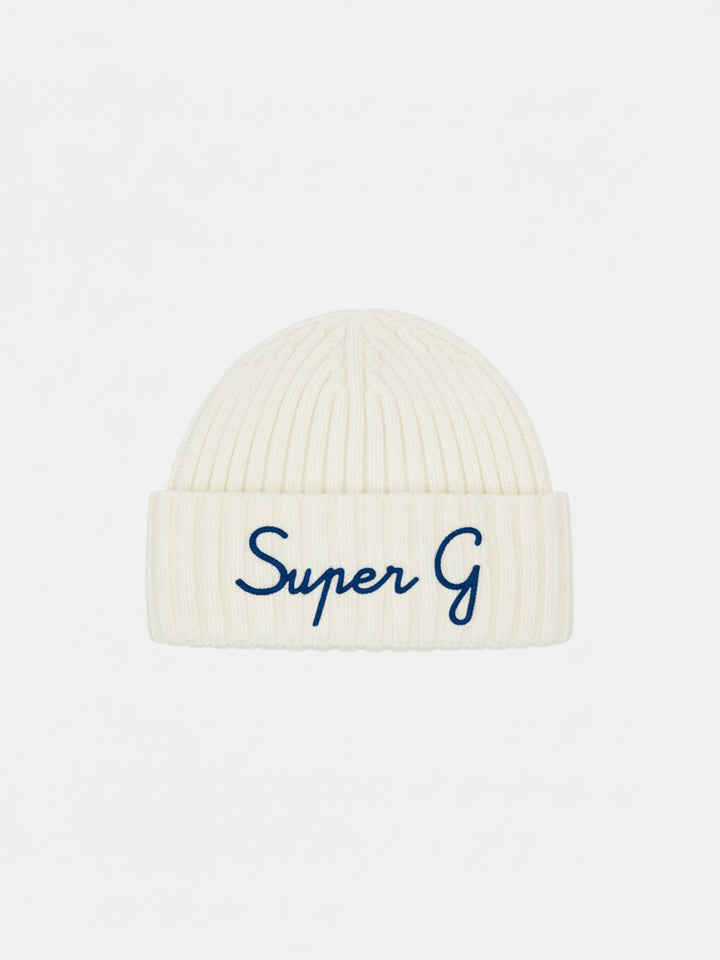 Beanie Wengen in white cashmere blend with Super G embroidery | SUPER G SPECIAL EDITION
