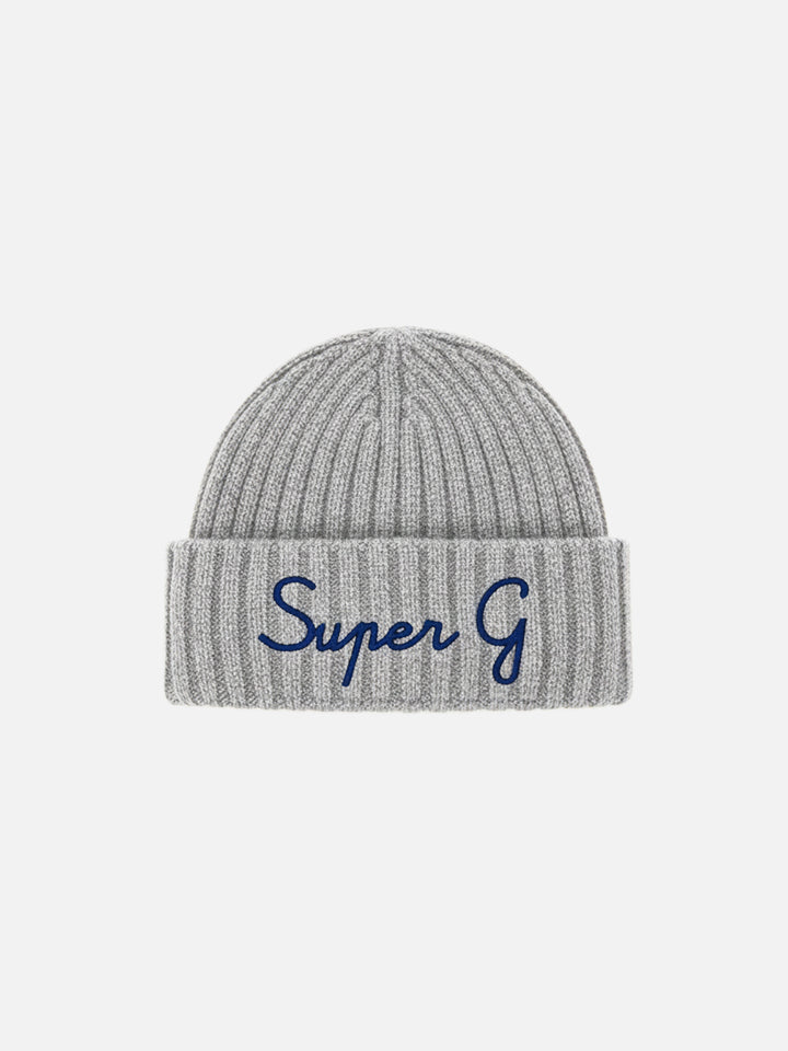 Beanie Wengen in grey cashmere blend with Super G embroidery | SUPER G SPECIAL EDITION