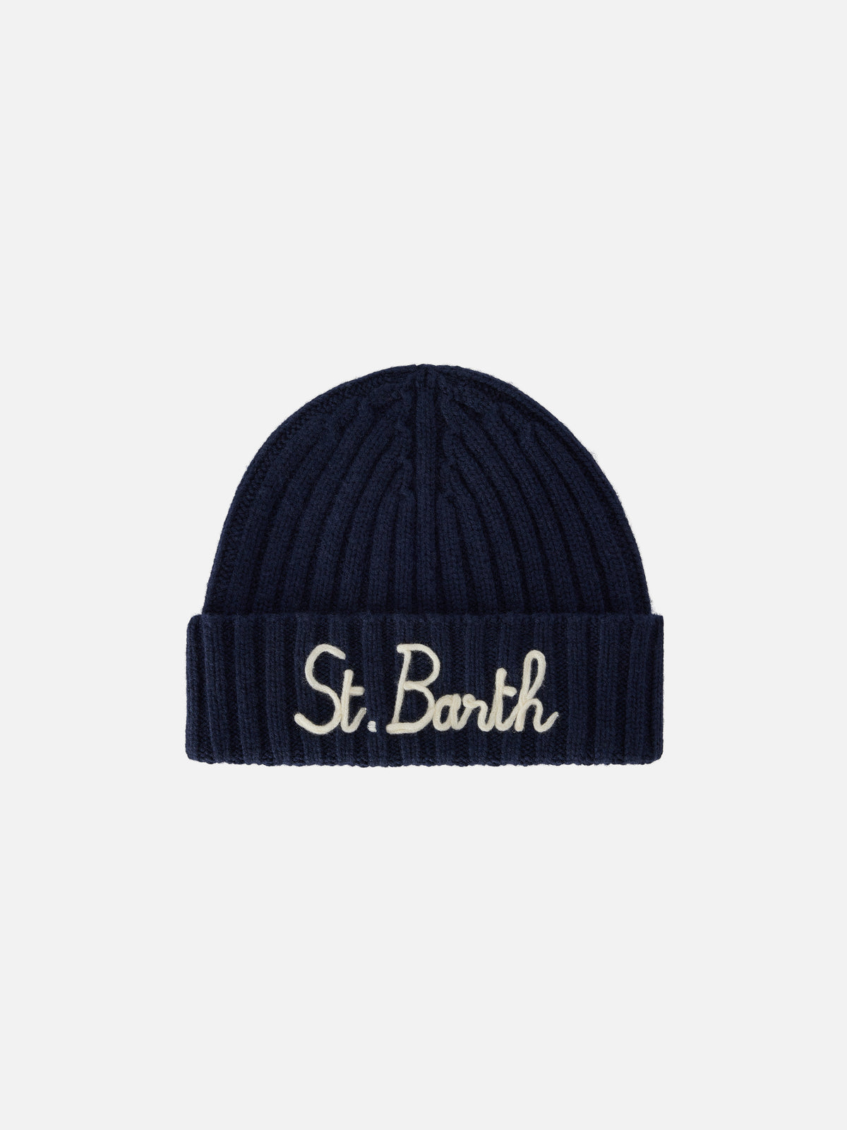 Berretto Wengen blu navy con ricamo St. Barth