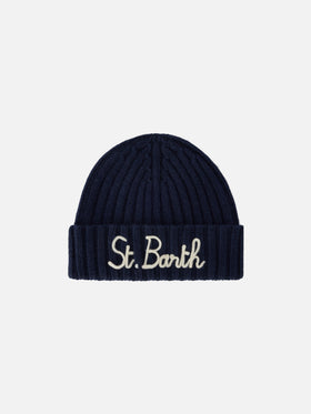 Berretto Wengen blu navy con ricamo St. Barth