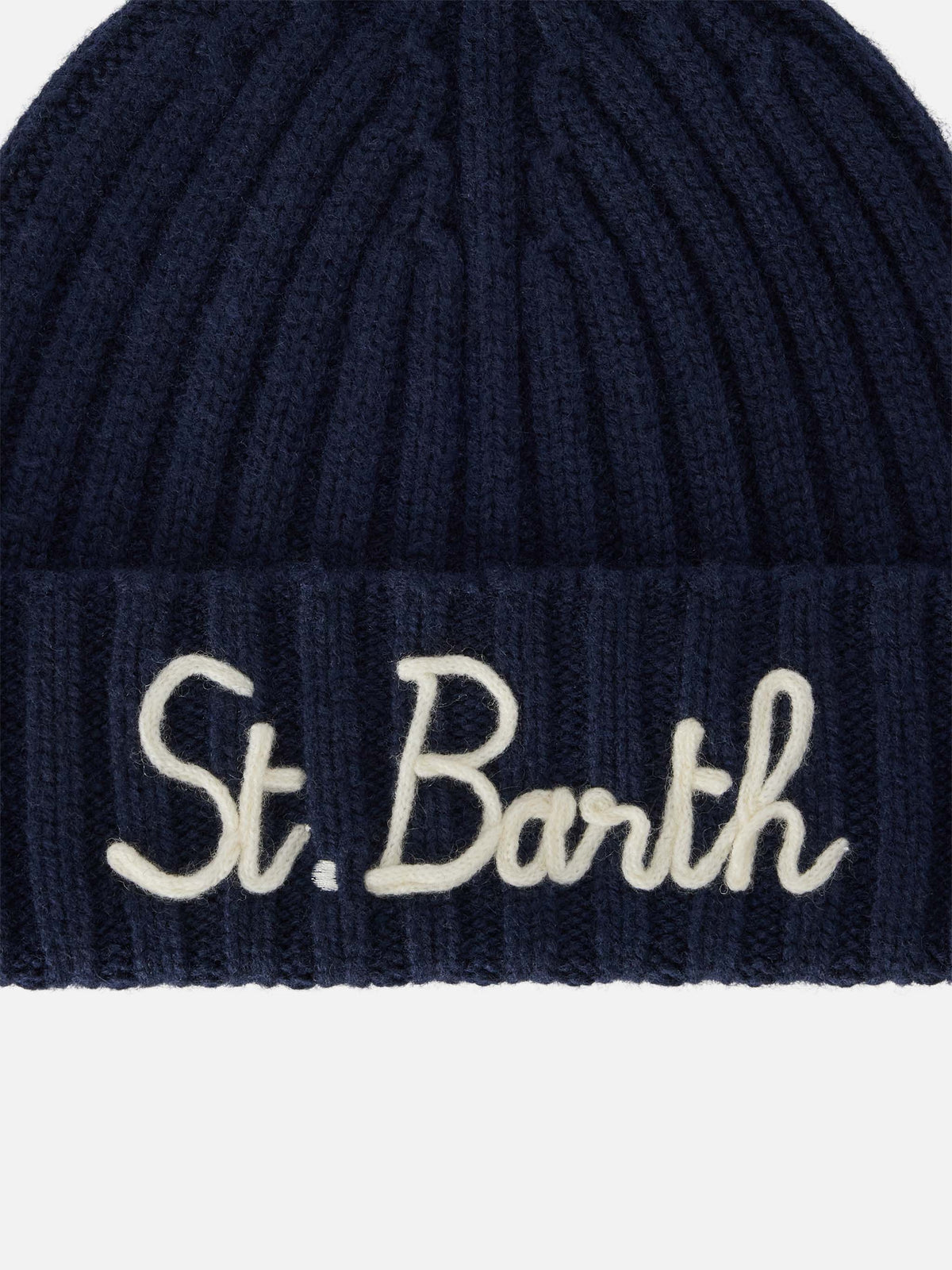 Berretto Wengen blu navy con ricamo St. Barth