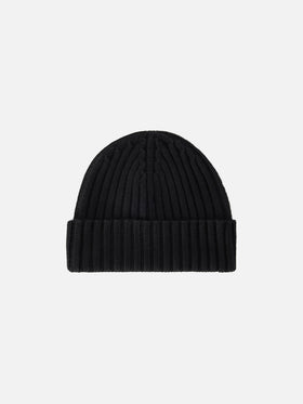 Bonnet Wengen noir avec broderie St. Barth 
