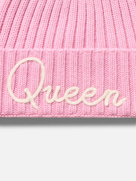 Woman pink ribbed hat Wengen with Queen embroidery - MC2 Saint Barth