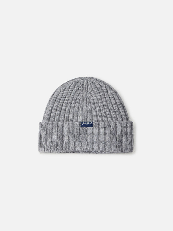 Woman grey ribbed hat Wengen with Courma embroidery - MC2 Saint Barth