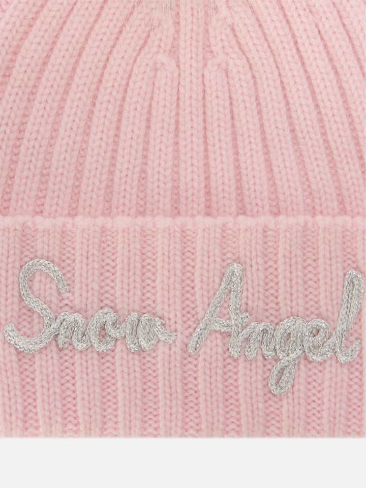 Gorro beanie Wengen rosa con pompón y bordado Snow Angel 