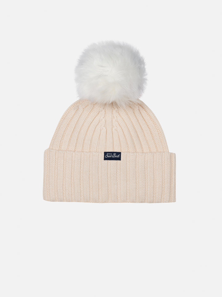 Girl pink hat Wengen with pompon and Viziata embroidery - MC2 Saint Barth
