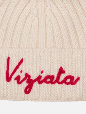 Girl pink hat Wengen with pompon and Viziata embroidery - MC2 Saint Barth