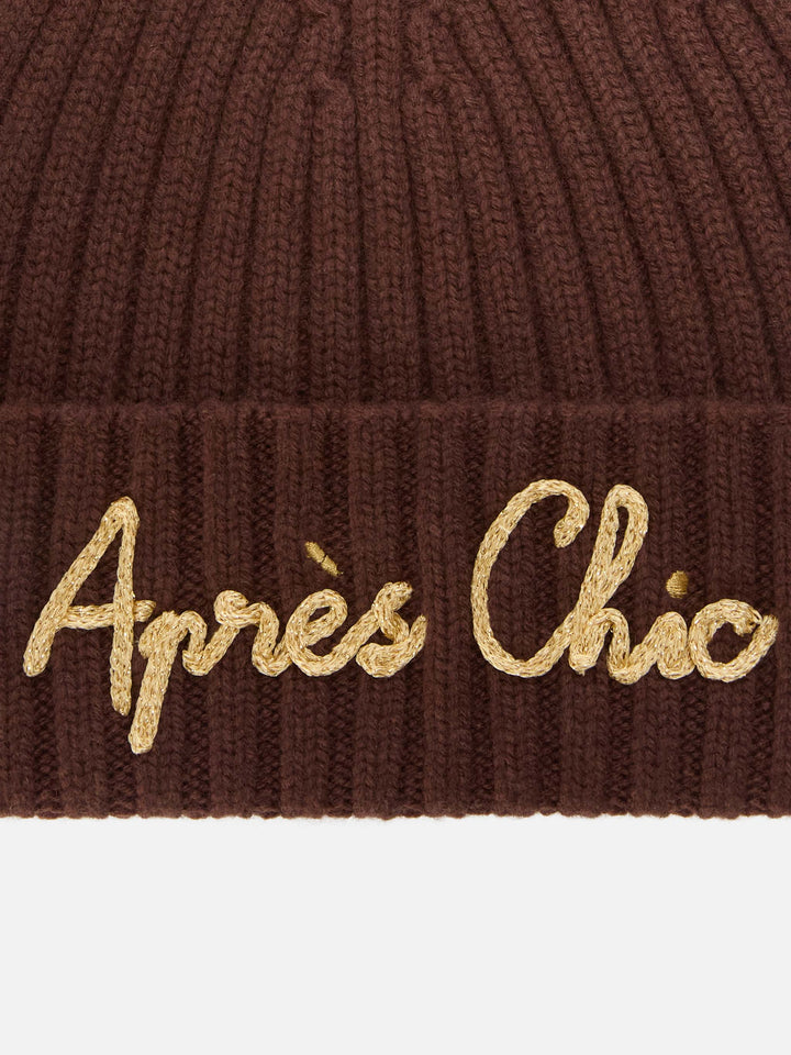 Bonnet Wengen marron avec broderie Après Chic 