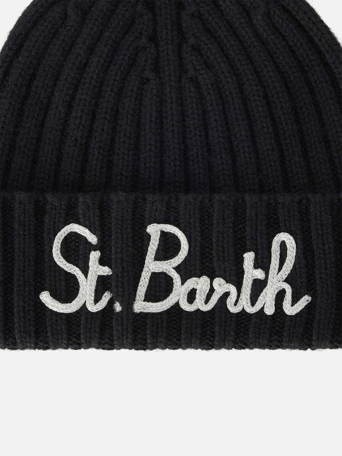 Berretto Wengen nero con ricamo logo