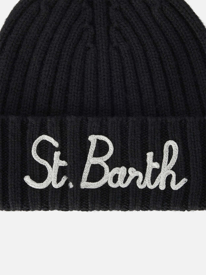 Bonnet Wengen noir avec logo brodé 