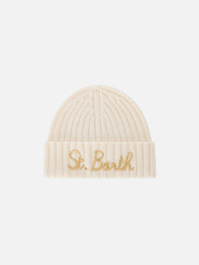 Off white Wengen-Beanie mit Logostickerei 