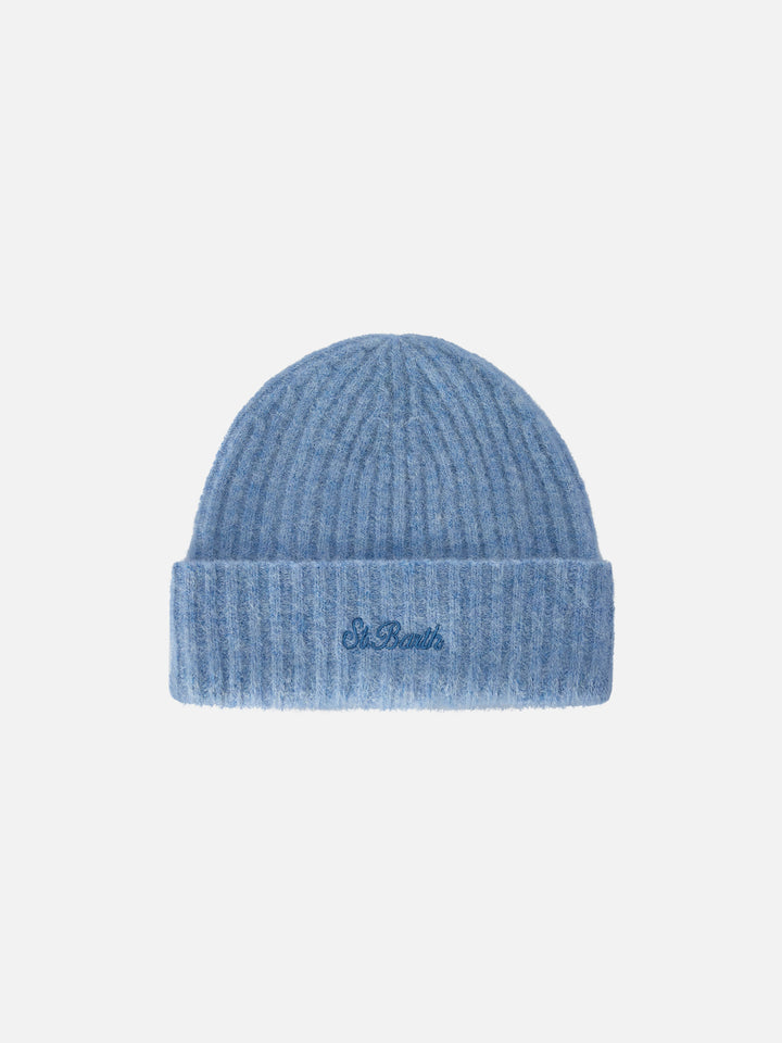 Bonnet léger blue Wengen en mélange d’alpaga avec logo brodé 