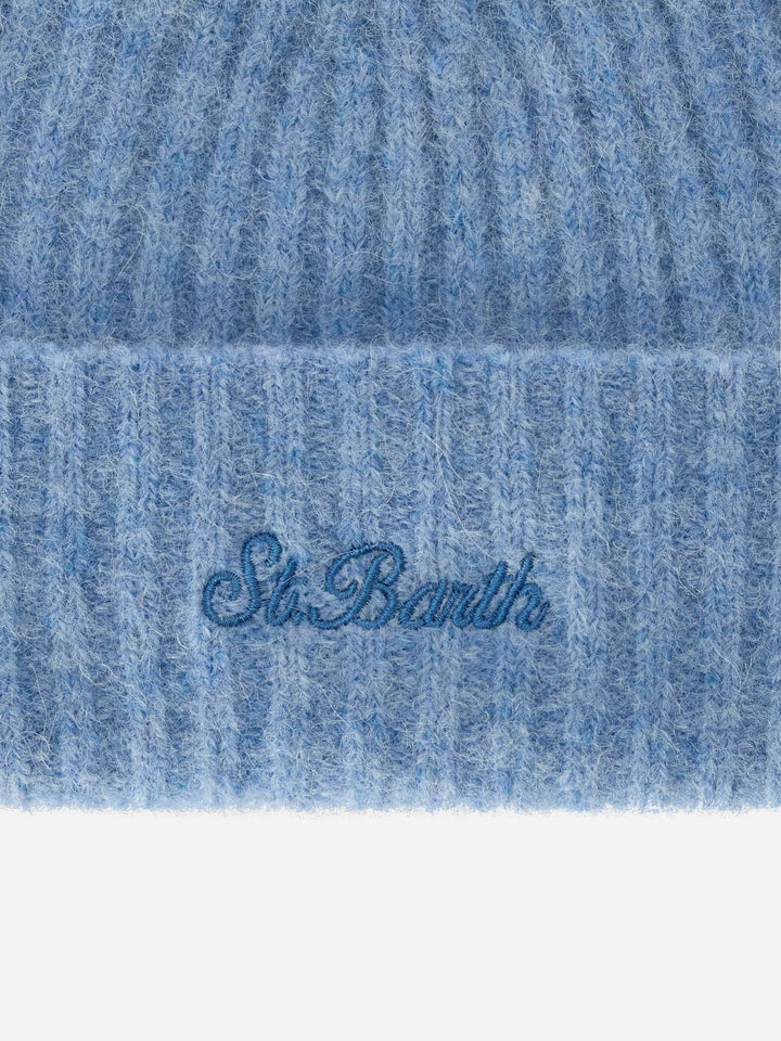 Bonnet léger blue Wengen en mélange d’alpaga avec logo brodé 
