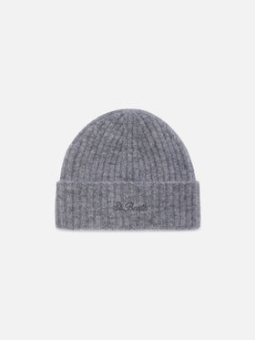 Berretto Wengen grigio in misto alpaca con ricamo logo