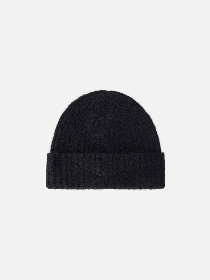 Gorro beanie Wengen negro en mezcla de alpaca 
