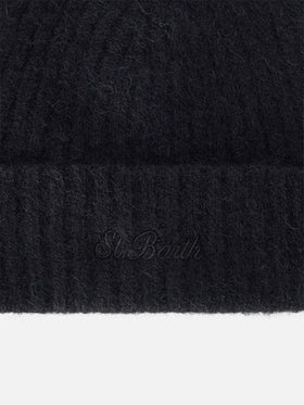 Gorro beanie Wengen negro en mezcla de alpaca 
