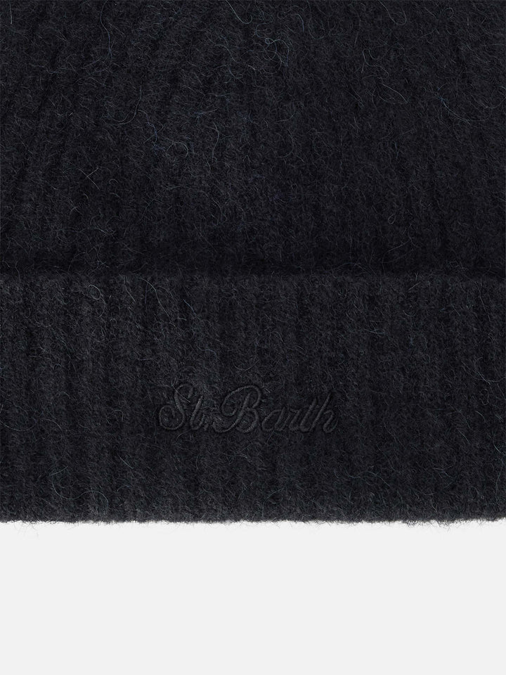 Gorro beanie Wengen negro en mezcla de alpaca 