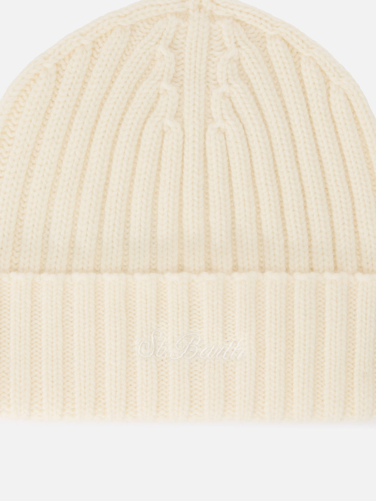 Bonnet en laine Wengen Off white avec logo brodé 