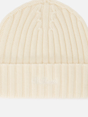 Bonnet en laine Wengen Off white avec logo brodé 