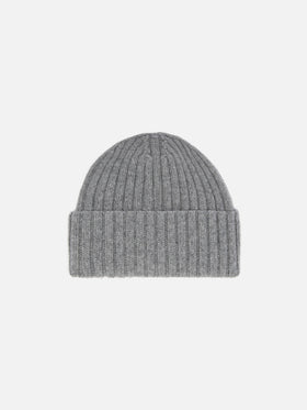 Wengen beanie in grey melange wool with St. Barth embroidery on the turn-up