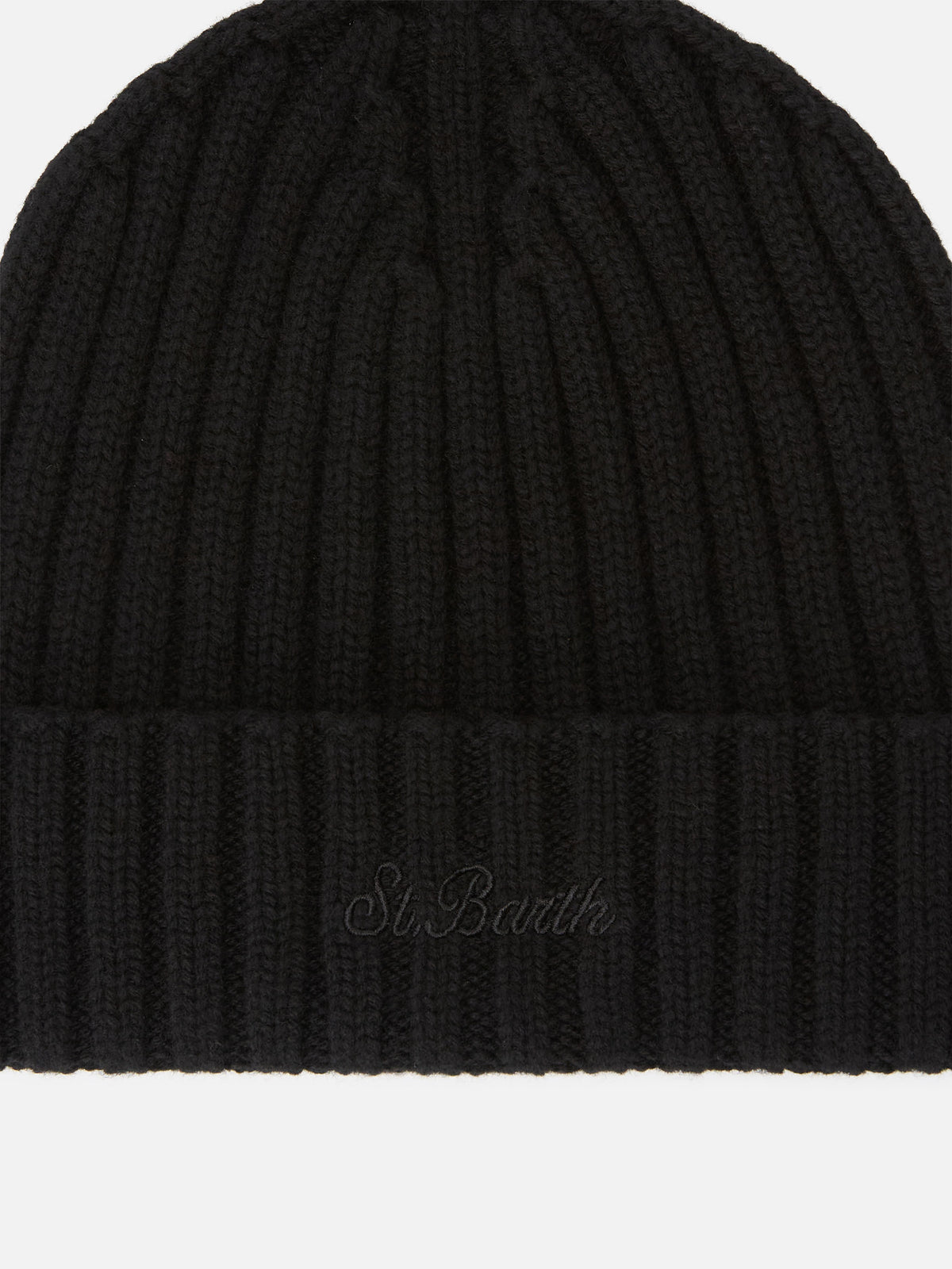 Gorro de lana Wengen negro con bordado del logo 