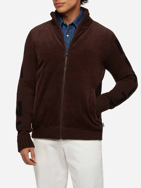 Brown padded jacket Whistler with knitted sleeves - MC2 Saint Barth