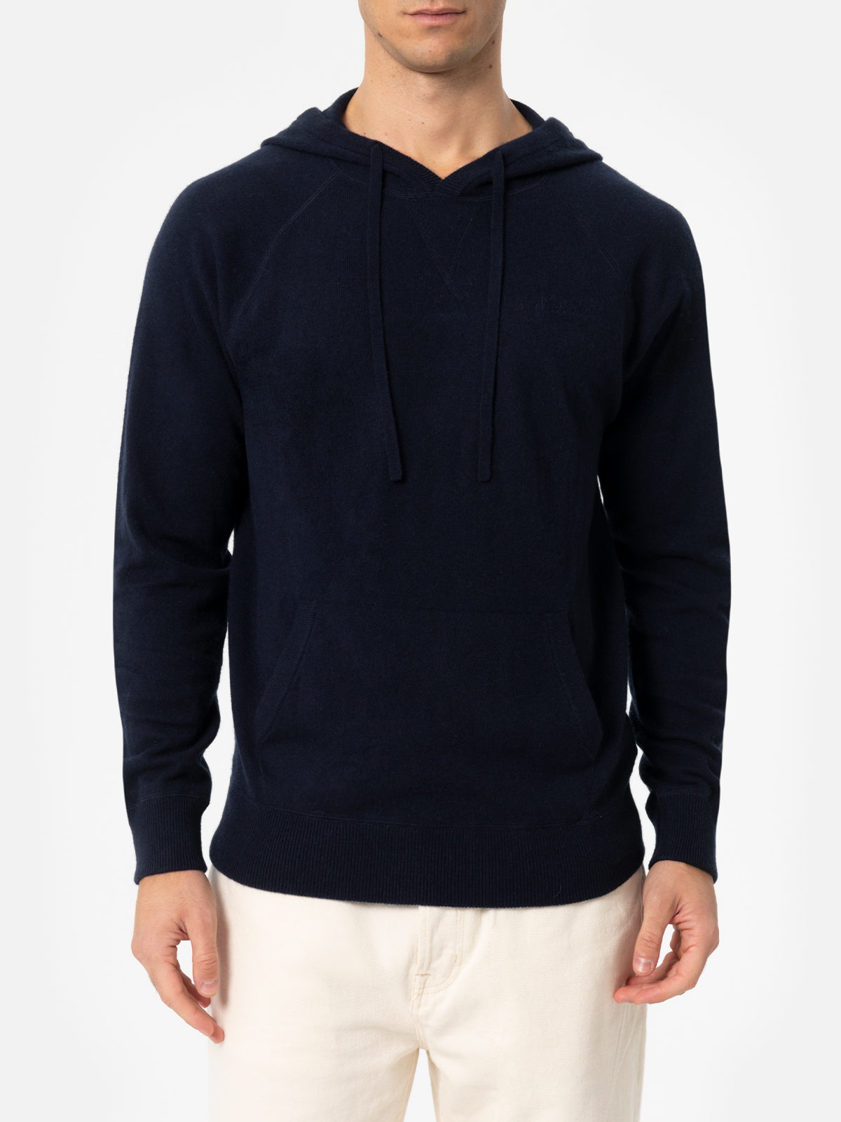 Man navy blue lambswool hooded sweater Mahony - MC2 Saint Barth