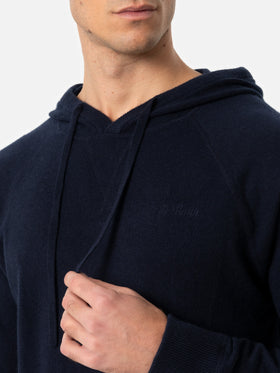 Man navy blue lambswool hooded sweater Mahony - MC2 Saint Barth
