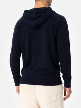 Man navy blue lambswool hooded sweater Mahony - MC2 Saint Barth