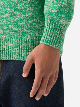 Pull en laine Green Wesley à demi-zip avec maille moulinée 