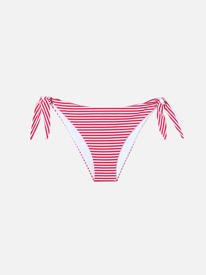 Bikini a triangolo avvolgente Layne Yali con stampa a righe rosse