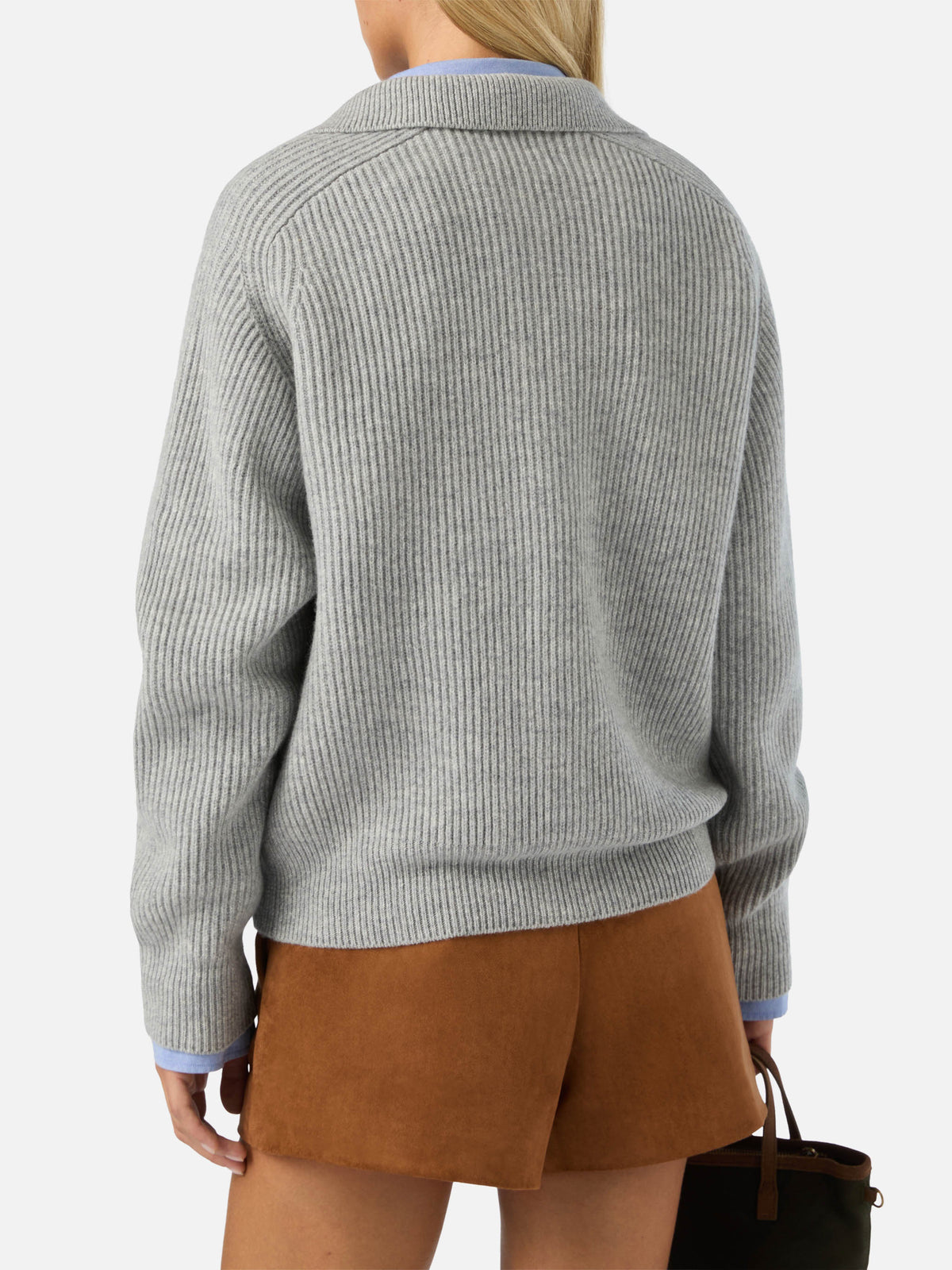 Polo de punto Grey Yaoni en lana con cuello 