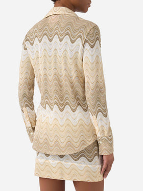 Joys degradé raschel shirt with wave pattern