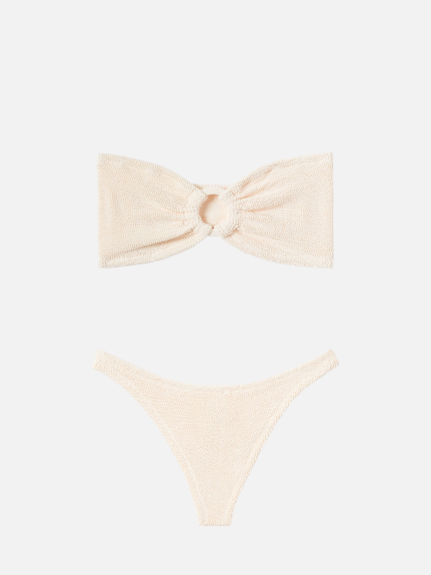 Bikini Yulia Naomi a fascia in tessuto crinkle beige