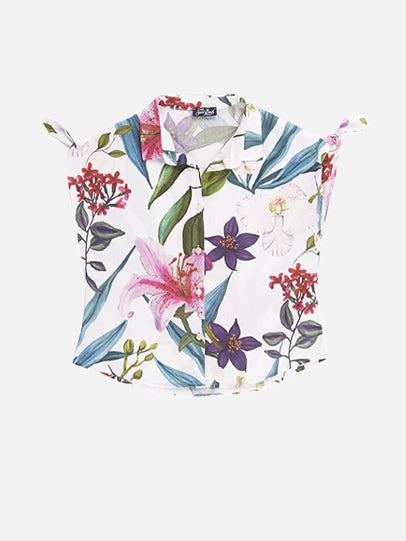 Tropical flowers jumbo print girl's shirt dress - MC2 Saint Barth