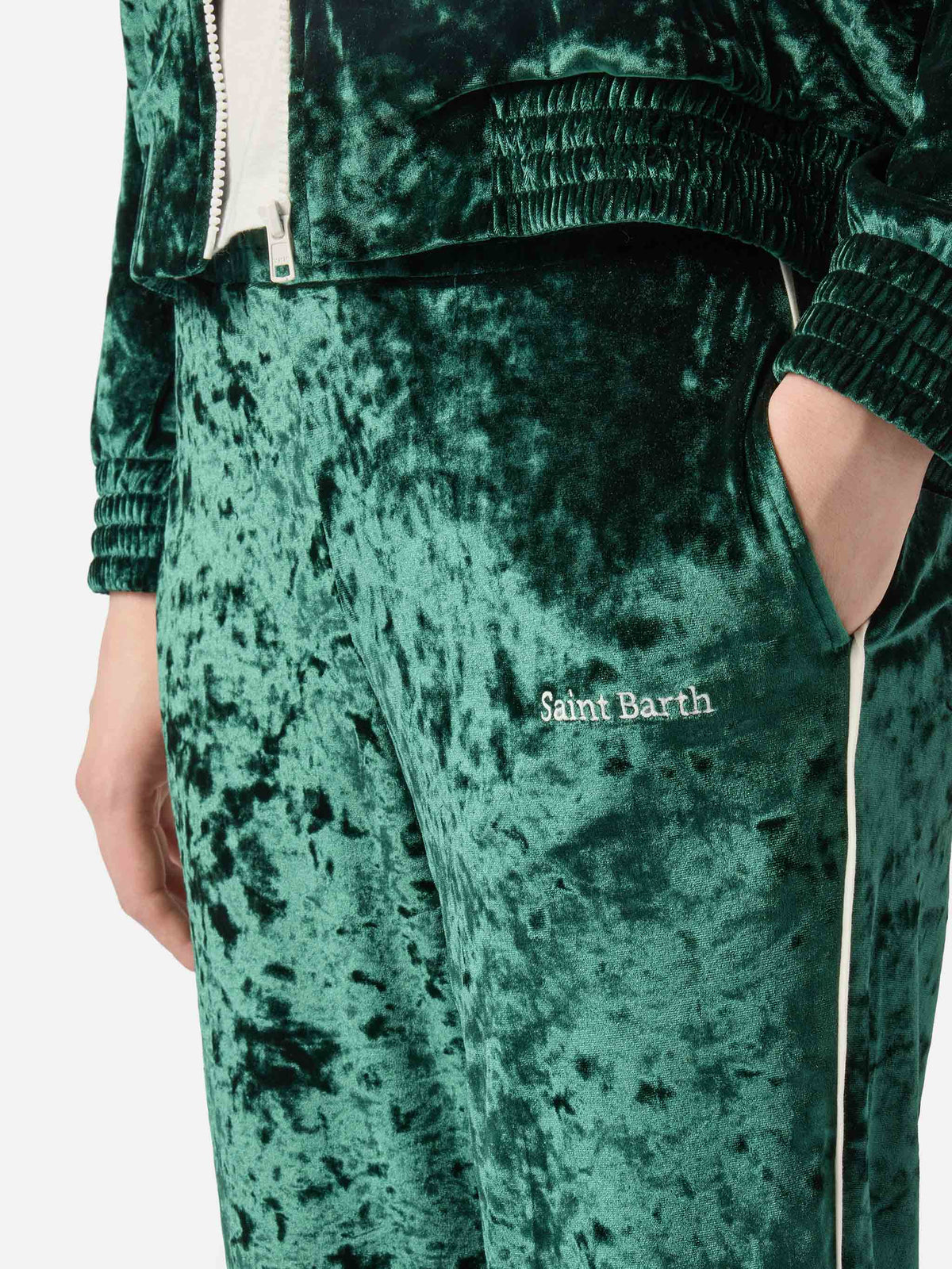 Yvonne grüne Chenille-Hose 