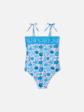 Costume intero Zadig con stampa floreale batik blu